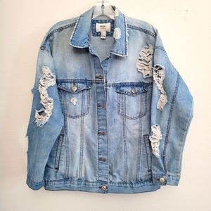 Forever 21 distressed denim jacket New size small & large
